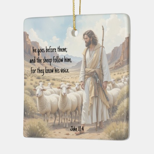 Shepherd goes before them Bible Scripture Keramisch Ornament (Links)