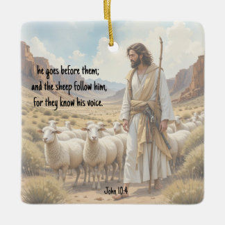 Shepherd goes before them Bible Scripture Keramisch Ornament
