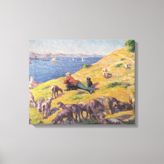 Shepherd Kijken naar het Zee (door Maximilien Luce Canvas Afdruk (Voorkant)