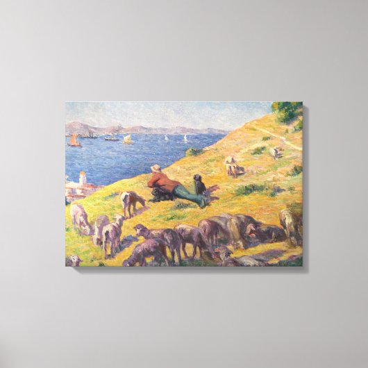 Shepherd Kijken naar het Zee (door Maximilien Luce Canvas Afdruk (Voorkant)