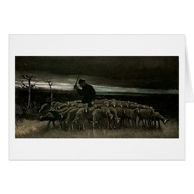 Shepherd, kudde van Sheep Van Gogh Fine Art (Voorkant Horizontaal)