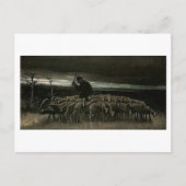 Shepherd, kudde van Sheep Van Gogh Fine Art Briefkaart (Voorkant)