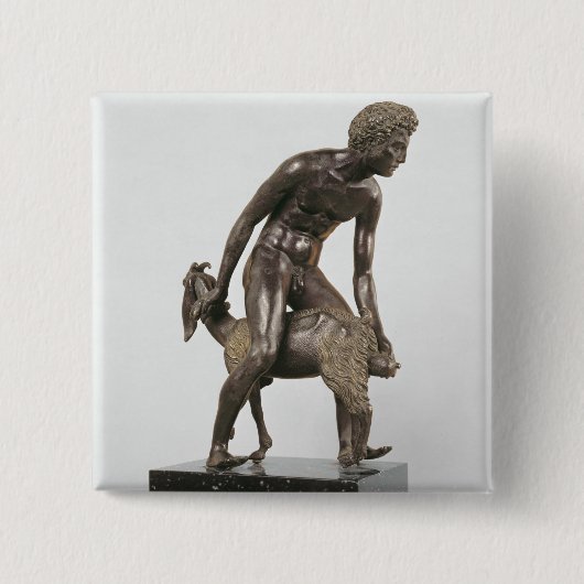 Shepherd melkt een geit vierkante button 5,1 cm (Voorkant)