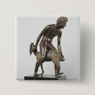 Shepherd melkt een geit vierkante button 5,1 cm