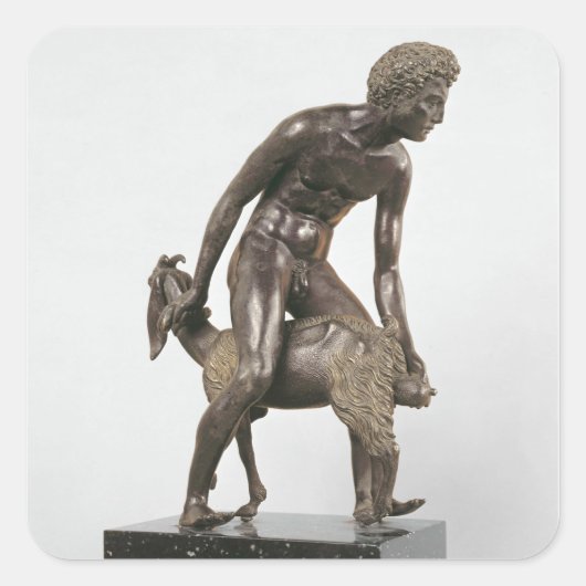 Shepherd melkt een geit vierkante sticker (Voorkant)