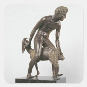 Shepherd melkt een geit vierkante sticker