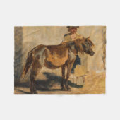 Shepherd met een paard (paardenkunst) fleece deken (Voorkant (Horizontaal))