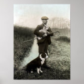Shepherd met Lamb en Border Collie~Poster Poster (Voorkant)