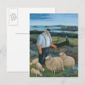 Shepherd met Sheep in River Landscape Briefkaart (Voorkant / Achterkant)
