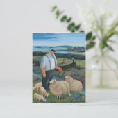 Shepherd met Sheep in River Landscape Briefkaart (Staand voorkant)