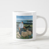 Shepherd met Sheep in River Landscape Grote Koffiekop (Rechts)