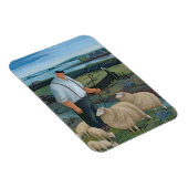 Shepherd met Sheep in River Landscape Magneet (Rechterzijde)