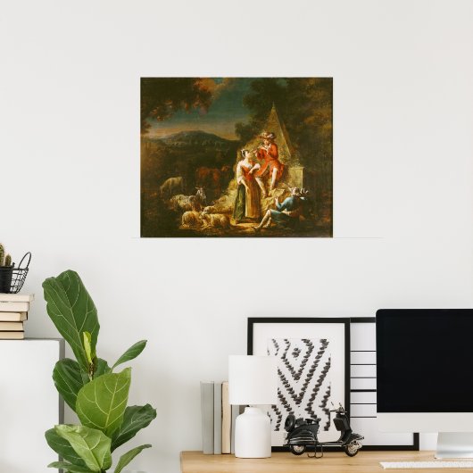 Shepherd Playing a Flute Poster (Thuiskantoor)