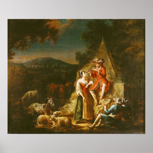 Shepherd Playing a Flute Poster (Voorkant)