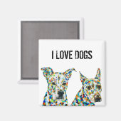 Shepherd Shar pei Pitbull Labrador Art Magnet (Voorkant / Achterkant)