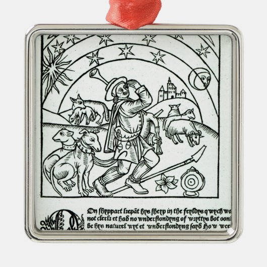 Shepherd under Sun, Moon and Stars Metalen Ornament (Voorkant)