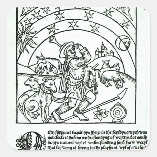 Shepherd under Sun, Moon and Stars Vierkante Sticker (Voorkant)