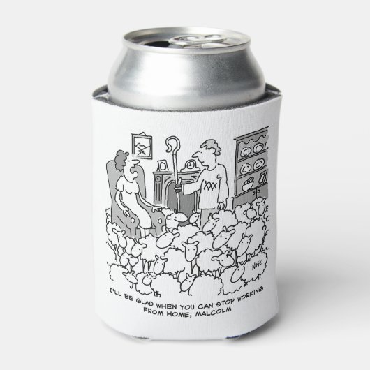 Shepherd Werkt thuis met zijn Sheep Blikjeskoeler (Blikje Voorkant)