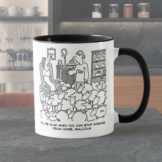 Shepherd Werkt thuis met zijn Sheep Mok