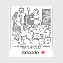 Shepherd Werkt thuis met zijn Sheep Sticker