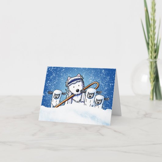 Shepherd Westie and Sheep Christmas Note Card Bedankkaart (Voorkant)