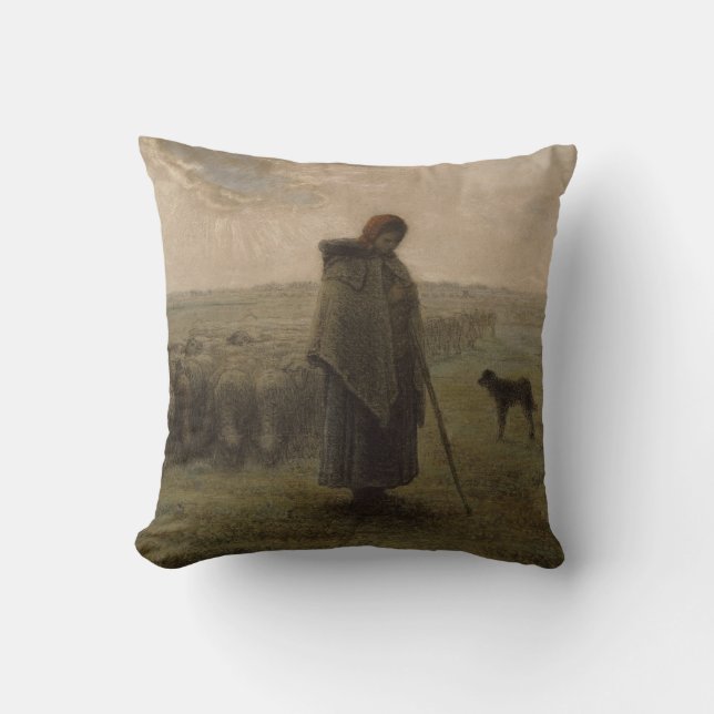 Shepherdess en haar kudde | 1862-63 kussen (Voorkant)