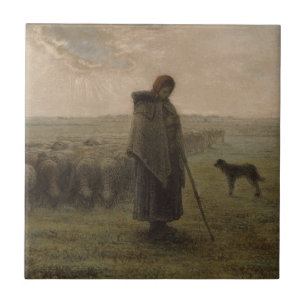 Shepherdess en haar kudde 1862-63 tegeltje