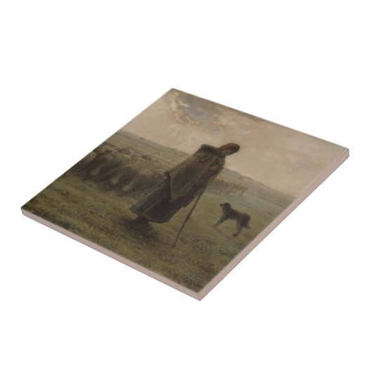 Shepherdess en haar kudde | 1862-63 tegeltje (Zijkant)