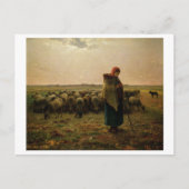 Shepherdess met haar Flock, 1863 Briefkaart (Voorkant)