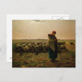 Shepherdess met haar Flock, 1863 Briefkaart (Voorkant / Achterkant)