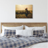 Shepherdess met haar Flock, 1863 Canvas Afdruk (Insitu (Slaapkamer))