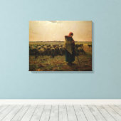 Shepherdess met haar Flock, 1863 Canvas Afdruk (Insitu (Houten vloer))