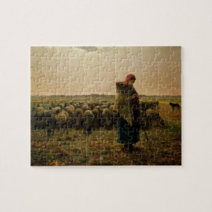 Shepherdess met haar Flock, 1863 Legpuzzel