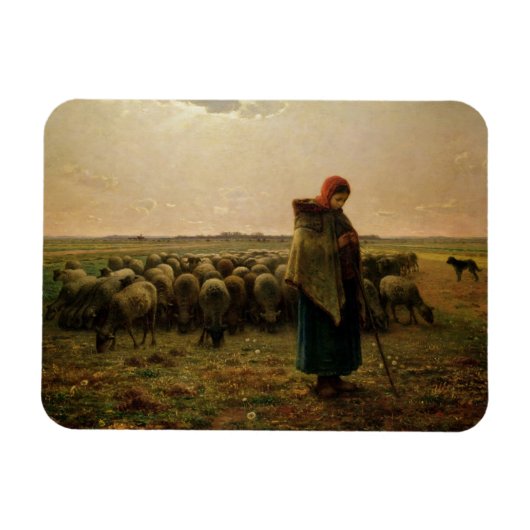 Shepherdess met haar Flock, 1863 Magneet (Horizontaal)