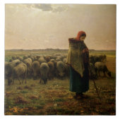 Shepherdess met haar Flock, 1863 Tegeltje (Voorkant)