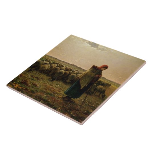 Shepherdess met haar Flock, 1863 Tegeltje (Zijkant)