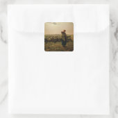 Shepherdess met haar Flock, 1863 Vierkante Sticker (Tas)