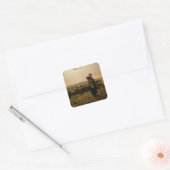 Shepherdess met haar Flock, 1863 Vierkante Sticker (Envelop)