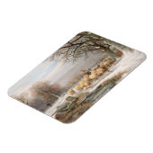 Shepherdess met haar kudde in een winterlandschap  magneet (Linkerzijde)