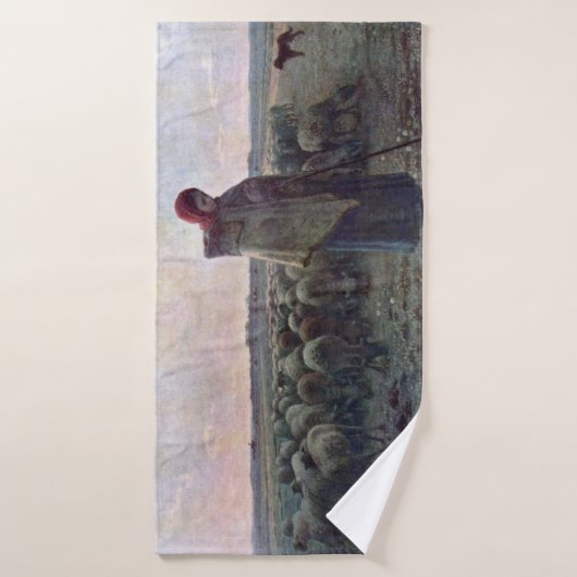 Shepherdess met Hare Flock, Jean-Francois Millet Badhanddoek (Badhanddoek)