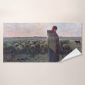 Shepherdess met Hare Flock, Jean-Francois Millet Badhanddoek (Badhanddoek)