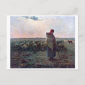 Shepherdess met Hare Flock, Jean-Francois Millet Briefkaart (Voorkant)