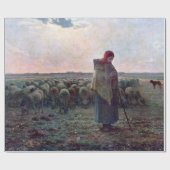 Shepherdess met Hare Flock, Jean-Francois Millet Cadeaupapier (Vlak)