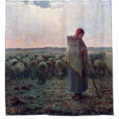 Shepherdess met Hare Flock, Jean-Francois Millet Douchegordijn (Voorkant)