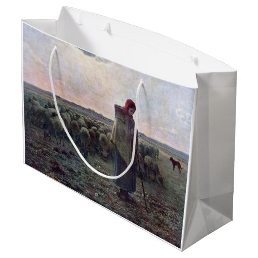Shepherdess met Hare Flock, Jean-Francois Millet Groot Cadeauzakje (Achterkant Gekanteld)
