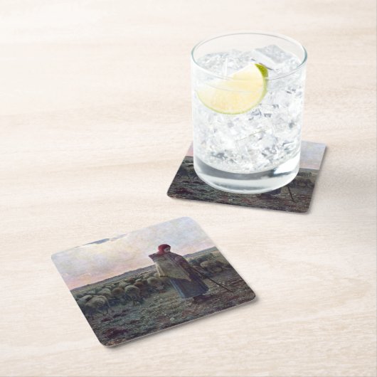 Shepherdess met Hare Flock, Jean-Francois Millet Kartonnen Onderzetters (Insitu)