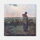 Shepherdess met Hare Flock, Jean-Francois Millet Magneet (Voorkant)