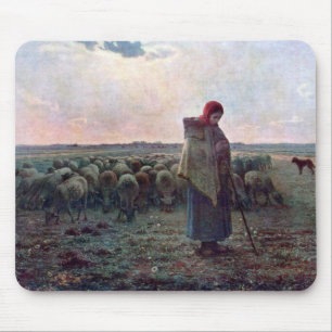 Shepherdess met Hare Flock, Jean-Francois Millet Muismat