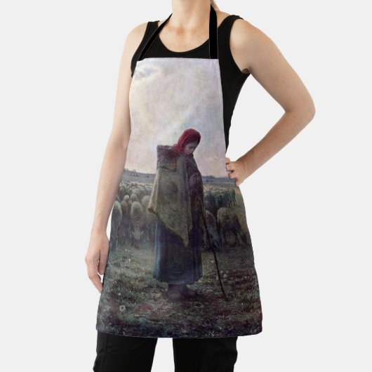 Shepherdess met Hare Flock, Jean-Francois Millet Schort (Insitu)