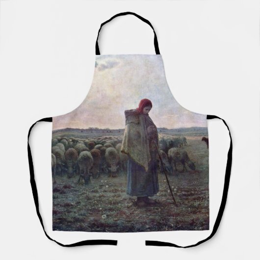 Shepherdess met Hare Flock, Jean-Francois Millet Schort (Voorkant)